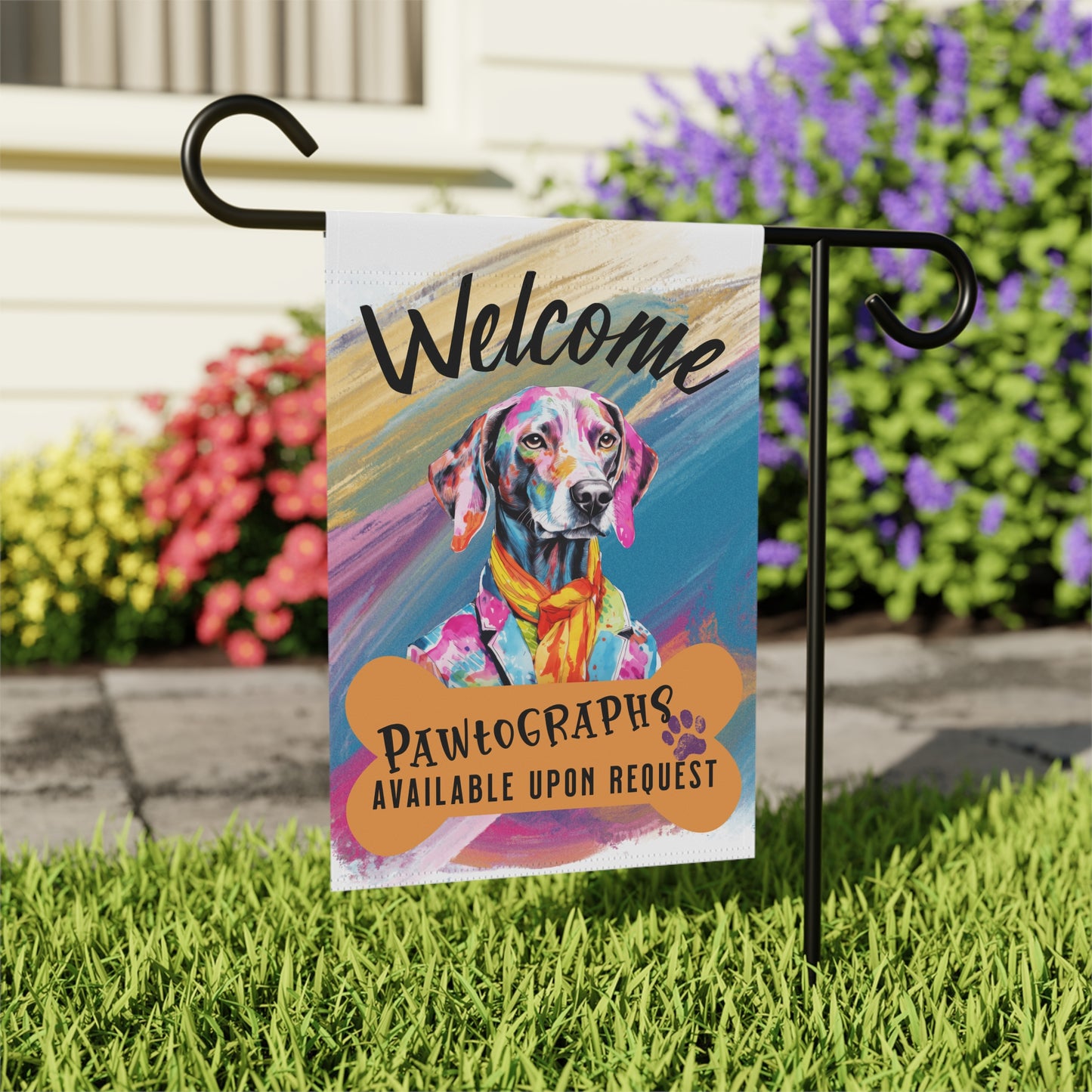 Weimaraner Pawtographs Available Garden Flag