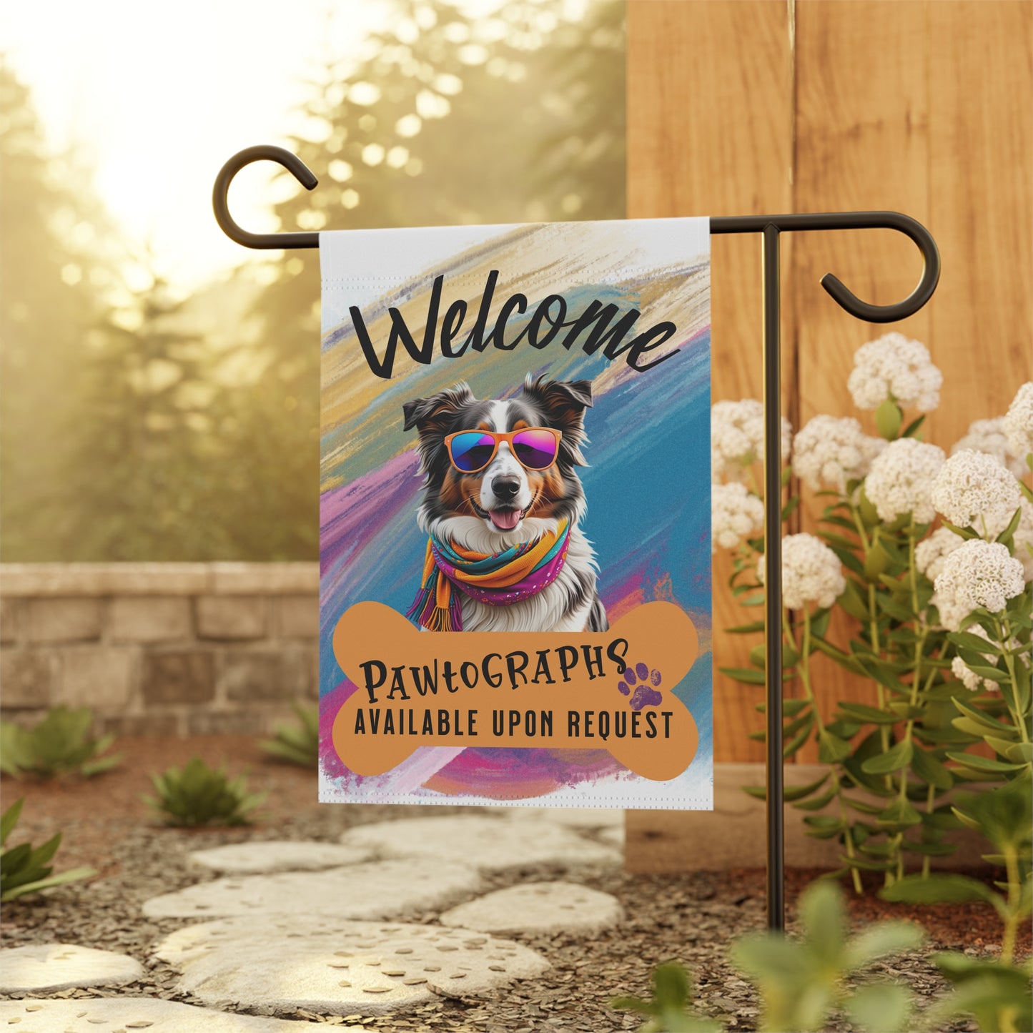 Australian Shepherd Pawtographs Available Garden Flag