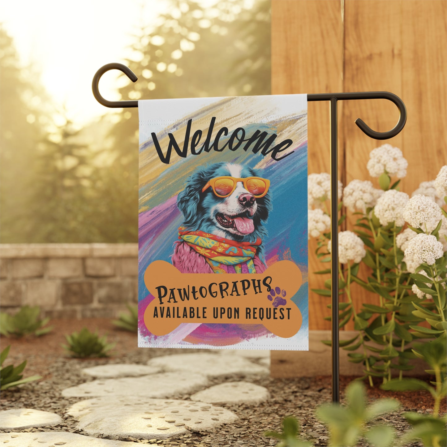 Boarder Collie Pawtographs Available Garden Flag