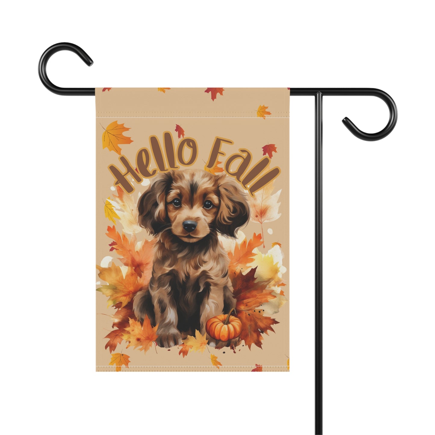 Happy Fall Long Haired Dachshund Garden Flag