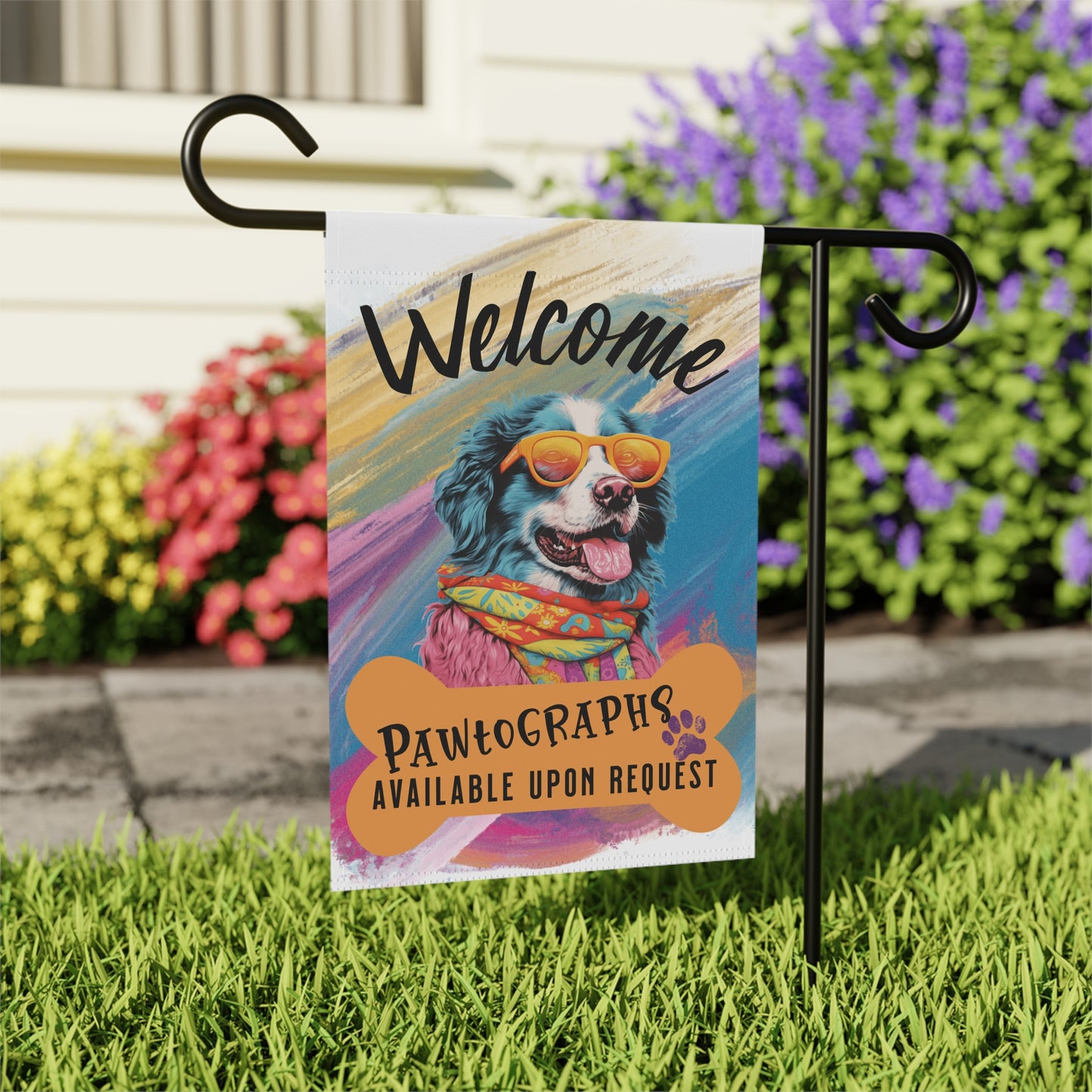 Boarder Collie Pawtographs Available Garden Flag