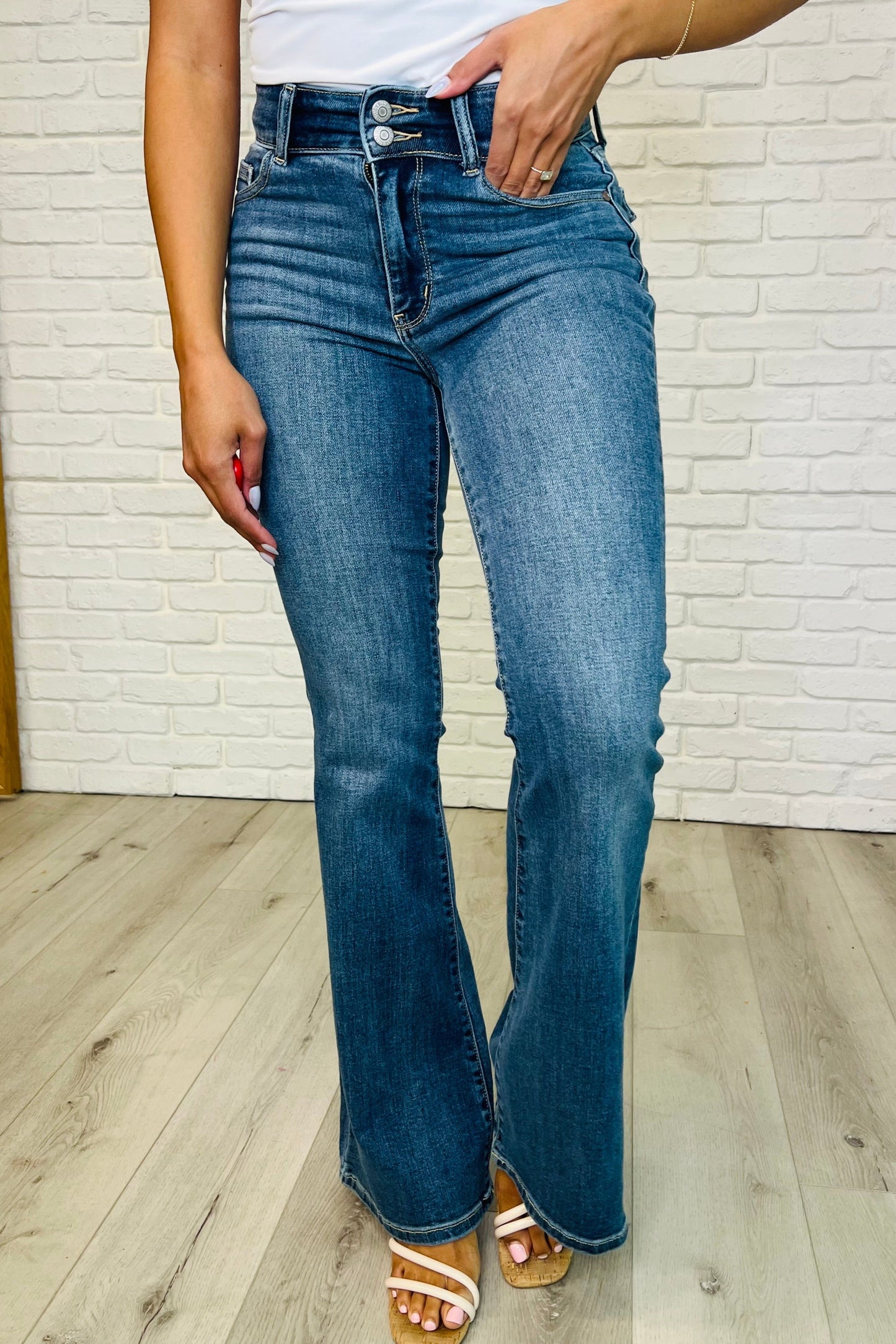 Judy Blue - Ariana High Rise Double Button Waistband Flare Jeans