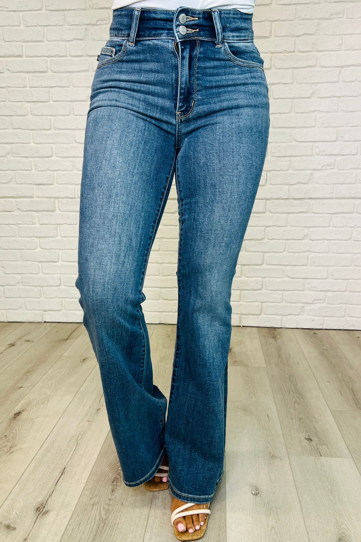 Judy Blue - Ariana High Rise Double Button Waistband Flare Jeans