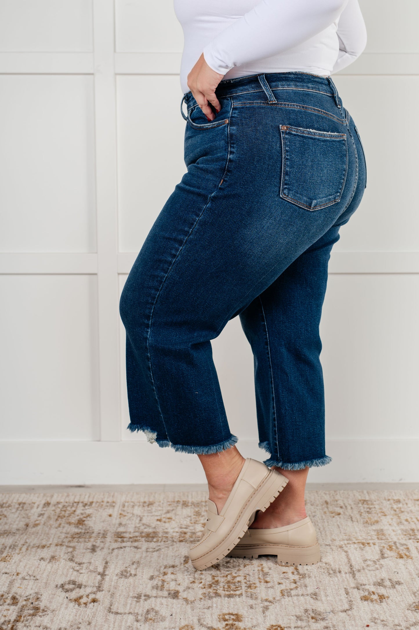 Judy Blue - Janice High Rise Button Fly Wide Leg Crop Jeans
