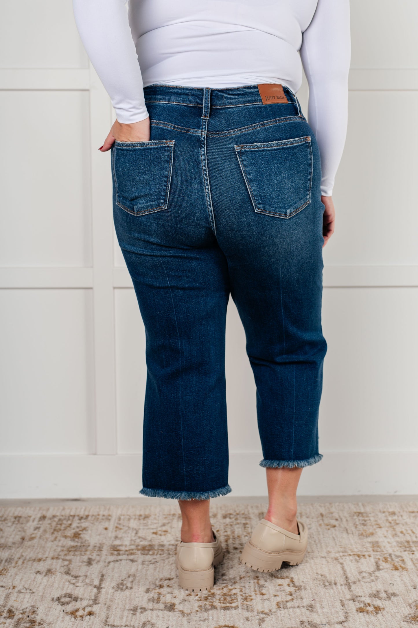 Judy Blue - Janice High Rise Button Fly Wide Leg Crop Jeans