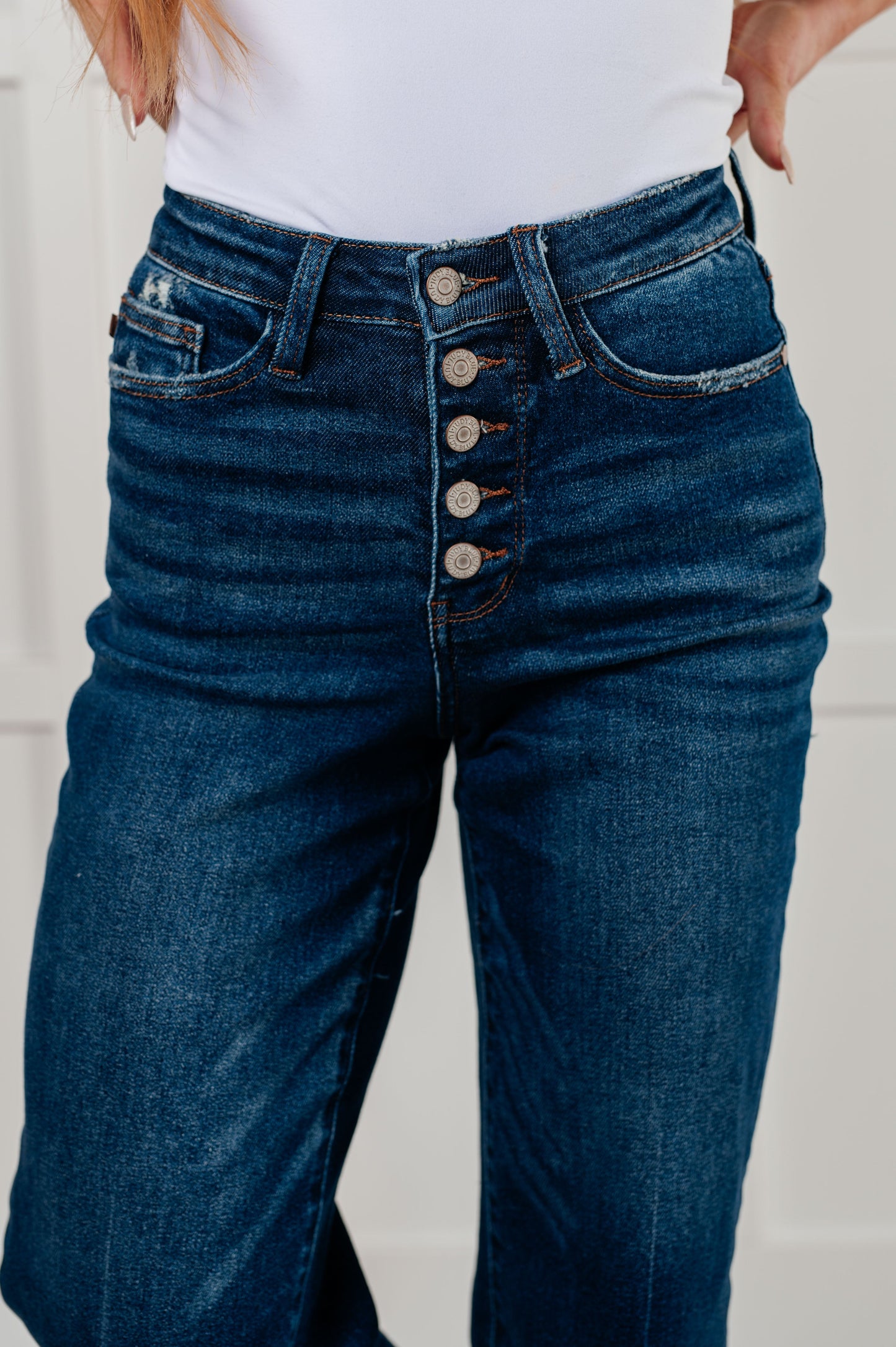Judy Blue - Janice High Rise Button Fly Wide Leg Crop Jeans