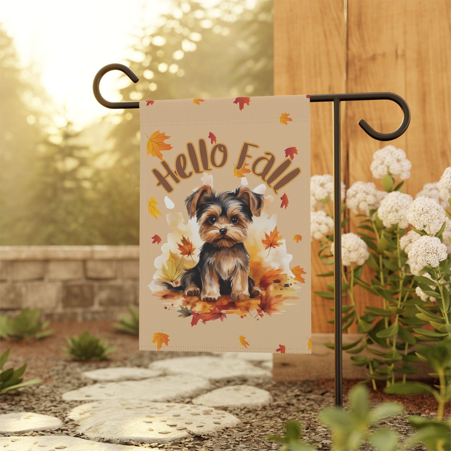 Happy Fall Yorkie Garden Flag