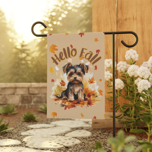 Happy Fall Yorkie Garden Flag