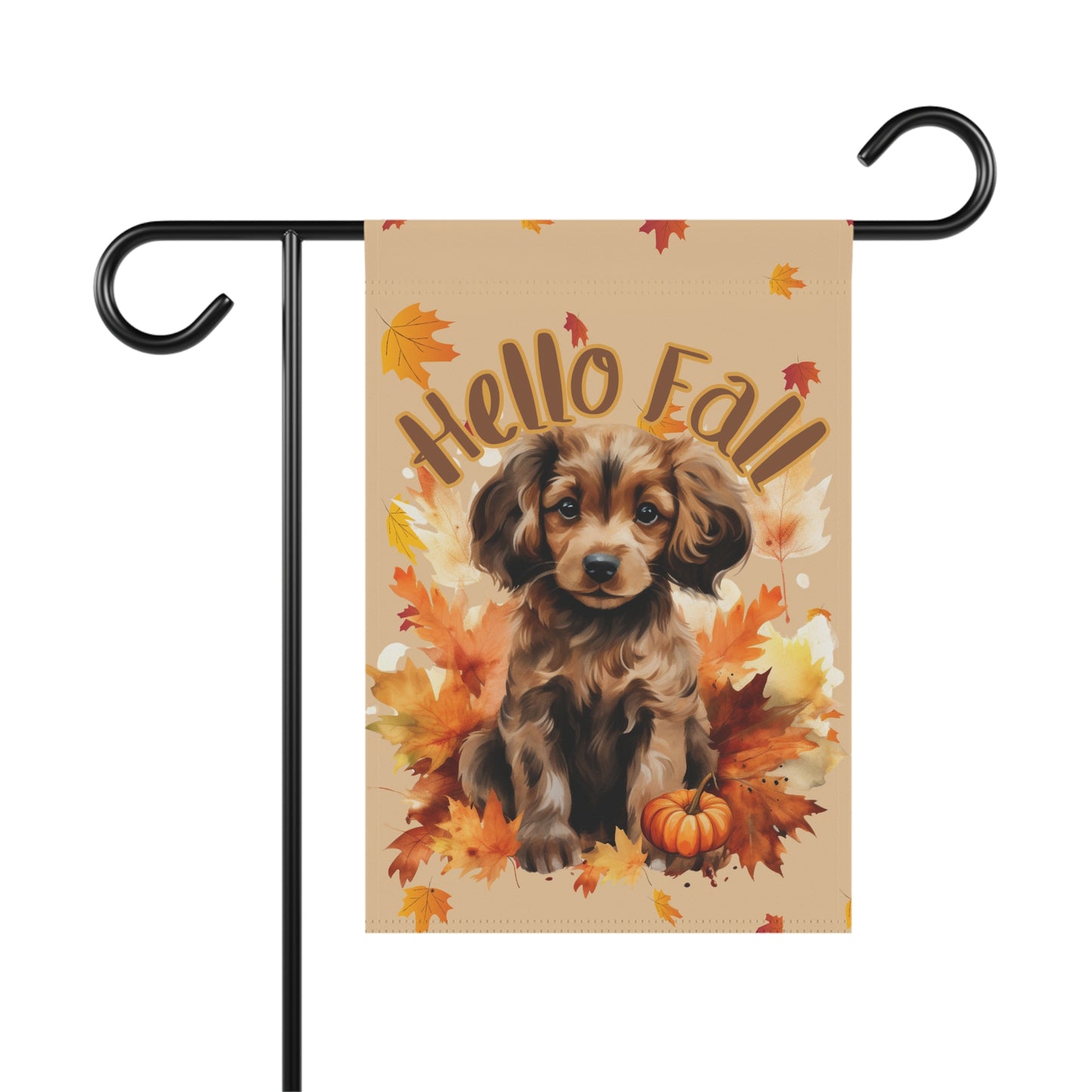 Happy Fall Long Haired Dachshund Garden Flag
